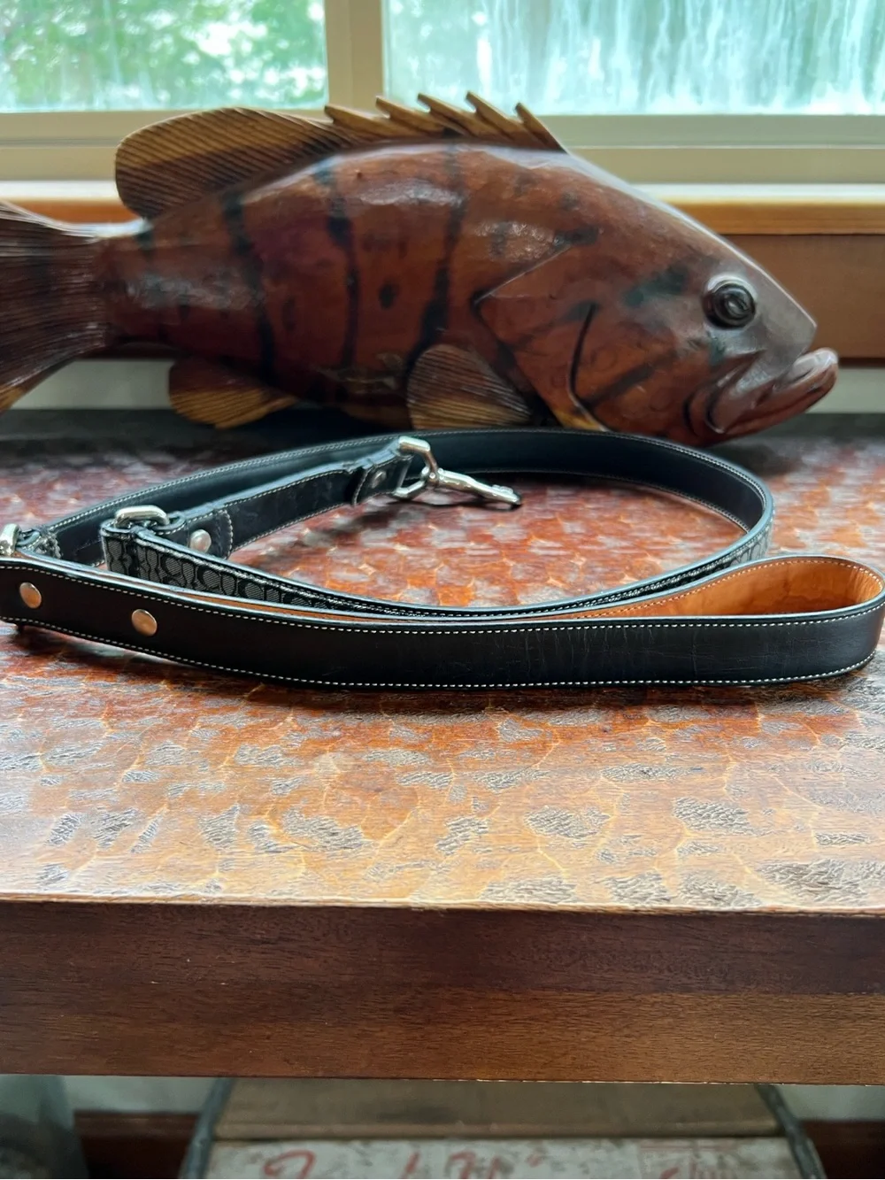 Rare VTG Retired Coach Signature C Leather Dog Leash